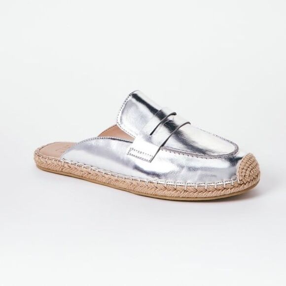 JustFab Ailana Flat Mule Metallic Slip-On Espadrille - Picture 4 of 16